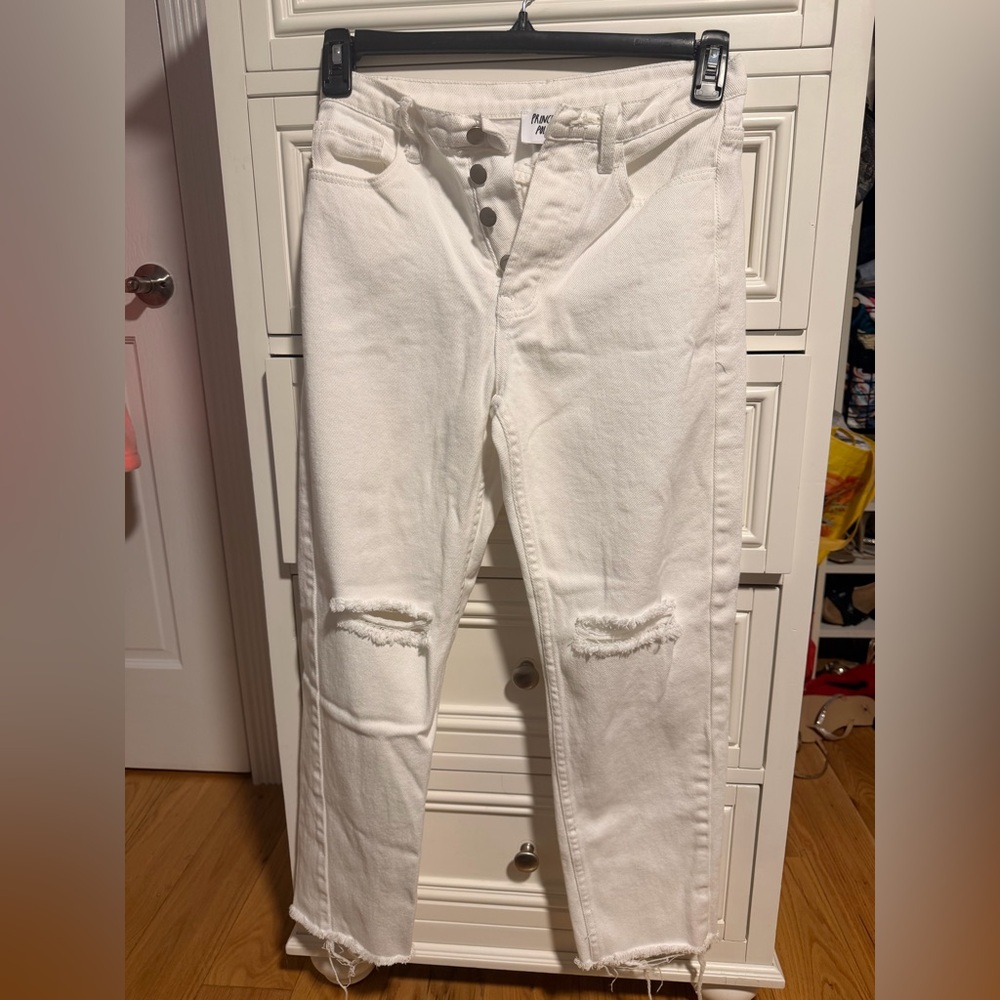 White High-Rise Distressed Women’s Jeans
